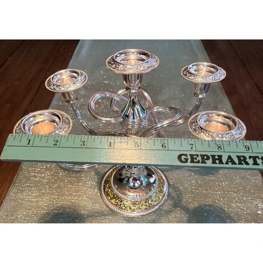 MCM Mayell Silverplate EP On Zinc 5 Arm Candelabra Made in England Two Tone